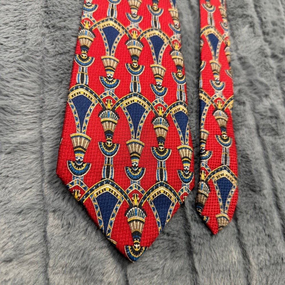 The Metropolitan Museum of Art Silk Tie Red Blue Egyptian Motif MMA Made Canada